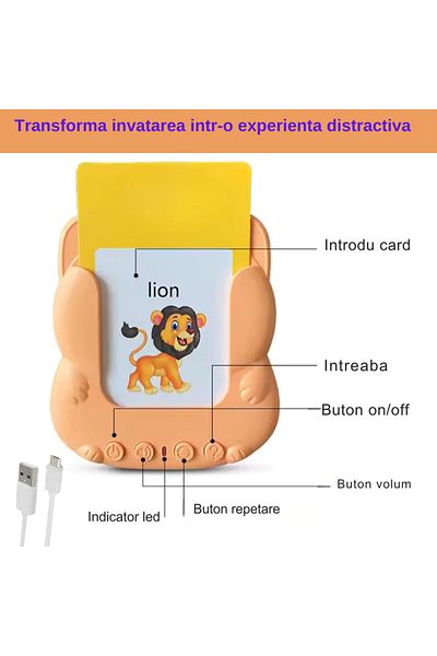 OEM Educational, interactive, Montessori, learning game with card reader, 224 Words, Orange, 3+