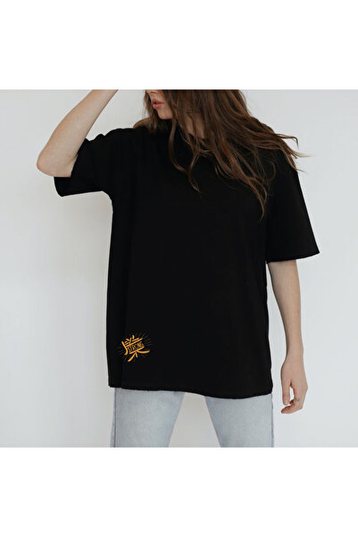 donamod Tricou negru japonez Strong imprimat oversize pentru damă, tricou cu ...