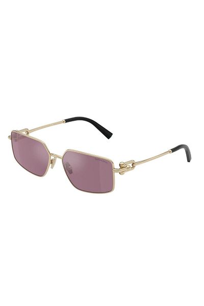 Tiffany Co. Women's Sunglasses 3111 6194/Ak 58-16, Rectangular Metal Gold Frame, Purple Lens
