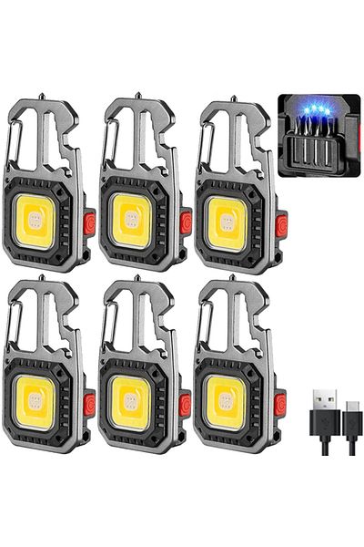 Choice Grey 6PCS Mini LED Keychain Portable Work Light Pocket Flashlight USB Rechargeable Outdoor Camping L