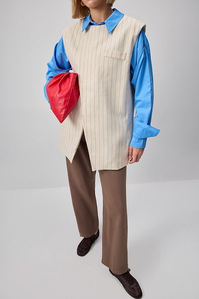Touché Privé Linen Textured Striped Vest