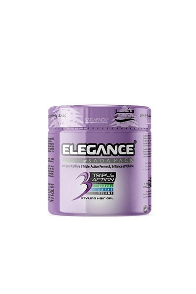 Elegance Triple Action Hair Gel – Purple, 250ml – Strong Hold, Glossy Finish, Flexible Styling
