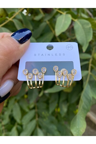 Gozibygoz أقراط مرصعة بالأحجار على شكل تاج