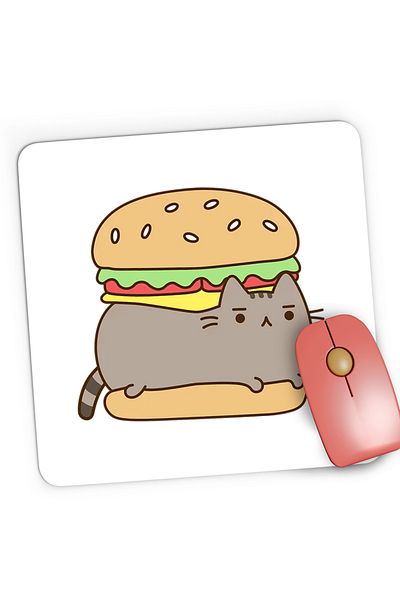 OEM Mousepad Gaming Pusheen Cat Burger Pisica Valentine's Day, 21x19 cm