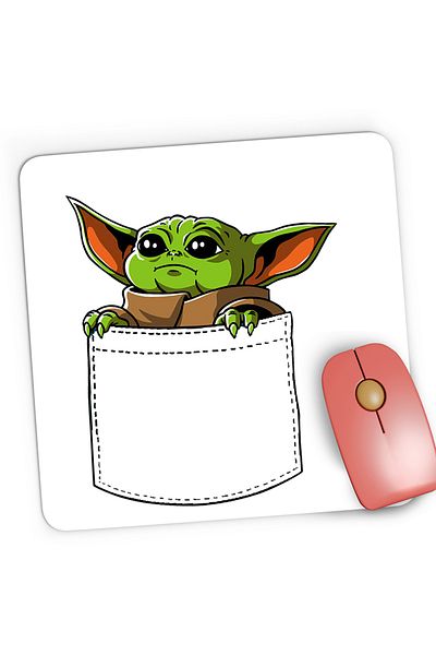 OEM Mousepad Gaming Baby Yoda White Pocket, Star Wars, 21x19 cm