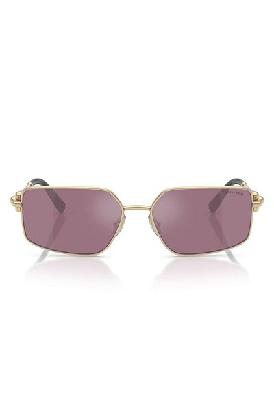 Tiffany Co. Women's Sunglasses 3111 6194/Ak 58-16, Rectangular Metal Gold Frame, Purple Lens