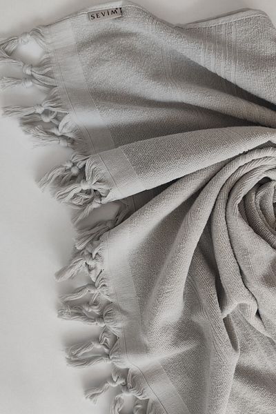 Sevim Πετσέτα Peshtemal 100% βαμβακερή 90x170cm - Πετσέτα παραλίας & πισίνας - Ανοιχτό γκρι