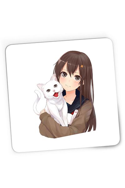 OEM Gaming Mousepad Haikyuu Cat White Cat Anime Dragobete, 21x19 cm