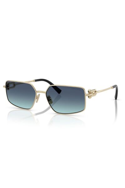 Tiffany Co. Women's Sunglasses 3111 6202/9S 58-16, Rectangle Metal Gold Frame, Blue Lens