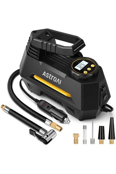 AstroAI Tyre Inflator Air Compressor 12V, Portable Electric Car Tyre Pump with Tyre Pressure Gauge,