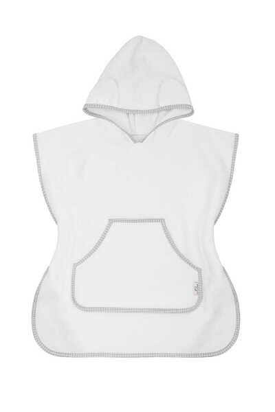 Bocioland Poncho de baie cu glugă pentru copii, 55x60cm, Alb