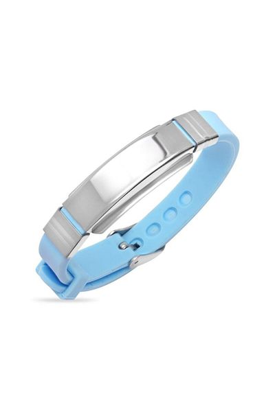 dalimag Brățară reglabilă cu sistem de curea, silicon, albastru deschis, 22 cm,