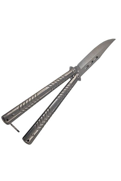 dalimag Cuțit fluture, gri, linii, 25 cm