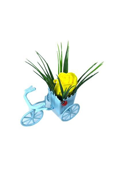 dalimag Aranjament Floral, Bicicleta Albastra, Trandafir Galben, Parfumat, Buburuza