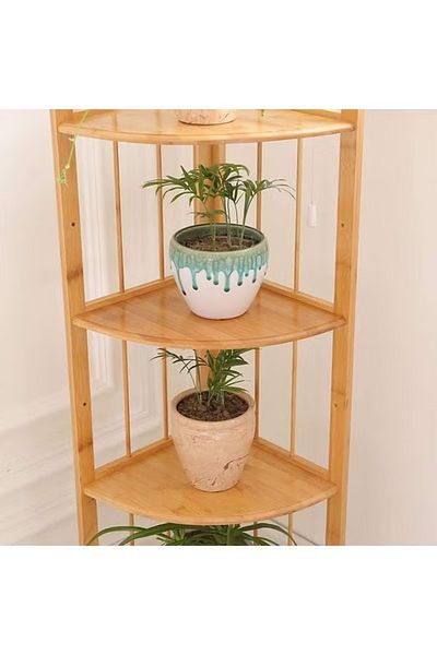 rexa 3-Tier Corner Shelf – Brown | Space-Saving Display Rack 32 x 32 x 98 cm
