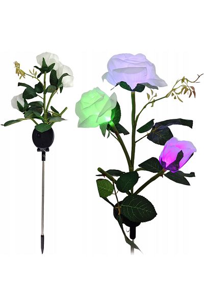 zola Lampa solara de gradina LED multicolor, trandafir, IP44, comutator ON/OFF