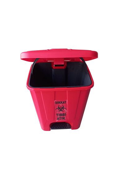 Bahat Medical Waste Trash Can Box Red Pedal Inner Bucket 25 Liters