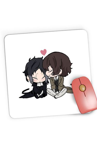 OEM Mousepad Gaming Bungo Stray Dogs Chibi Plush Anime Manga, 21x19 cm