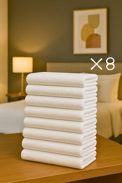 Formeya 8 Pieces Hotel Towels White 50X85 cm 200 Grams Bukle - Armür Hand Face Towel