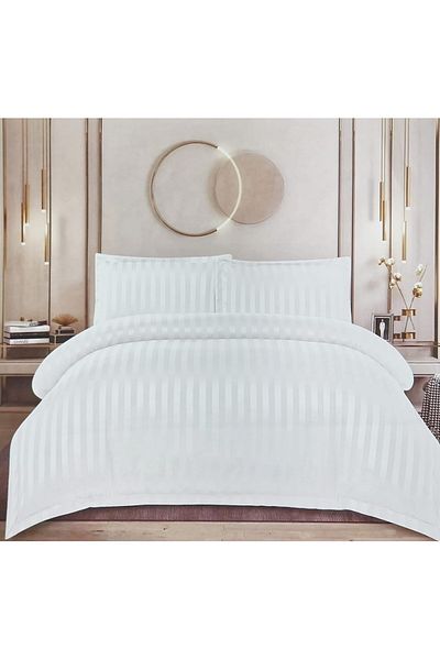 Casa New Concept 4 Piece Damask Bed Linen Set – Fitted Sheet 200x230 cm, Duvet Cover 280x200 cm, 2 Pillowcases