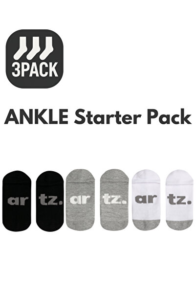 Arteziahn طقم جوارب قصيرة للجنسين من أنكل 1/5 3pack باللون الأسود والرمادي وا...