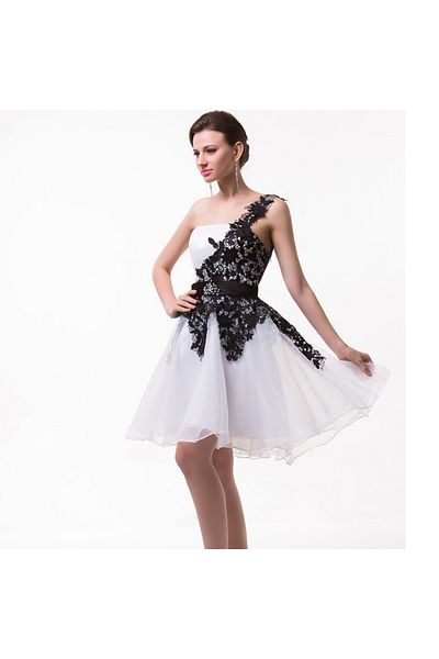 OEM Black and white one-shoulder dress