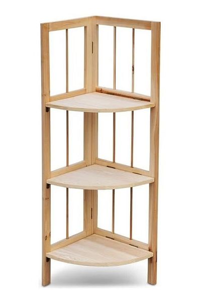 rexa 3-Tier Corner Shelf – Brown | Space-Saving Display Rack 32 x 32 x 98 cm