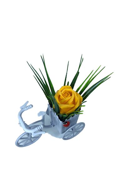 dalimag Aranjament floral, bicicletă mov, trandafir galben închis, parfumat, buburuză,