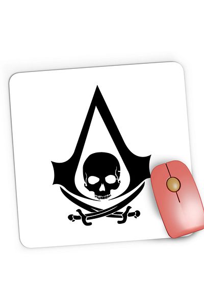 OEM Mousepad Gaming Black Flag Assassin's Creed Logo Emblem, 21x19 cm