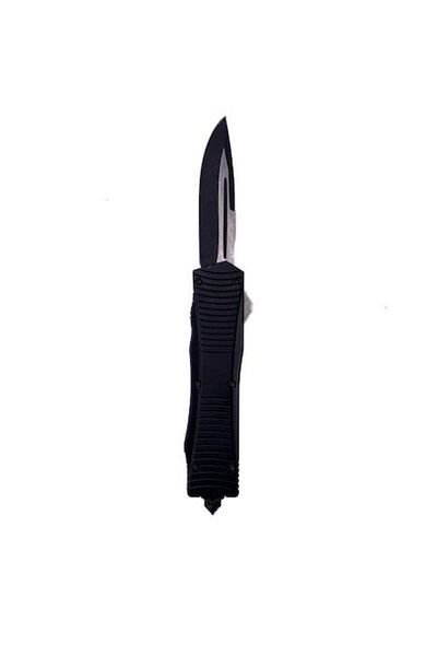 dalimag Automatic Knife with Button, Military Model, Steel Blade, Black, Glass Breaker, Belt Clip, 22 cm