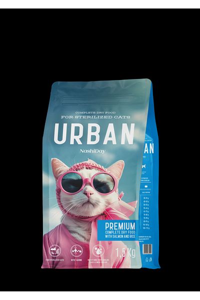 URBAN CAT HRANA USCATA PISICI URBAN PREMIUM STERILIZAT SOMON SI OREZ 1.5 KG