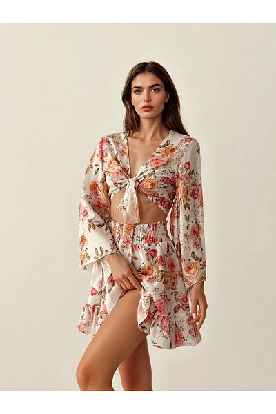 Friday Mood Women's Patterned Skirt Blouse Set