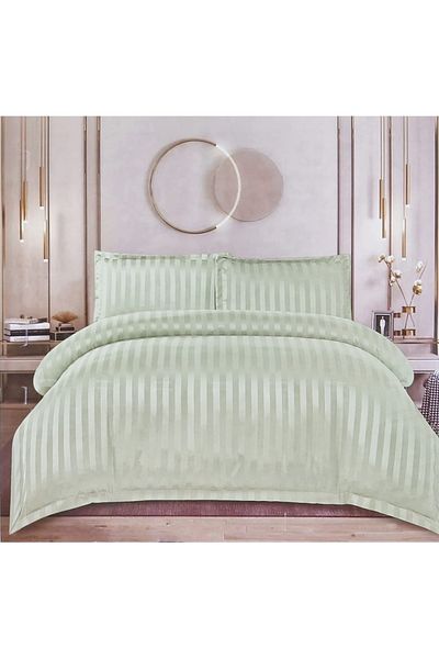 Casa New Concept 4 Piece Damask Bed Linen Set – Fitted Sheet 200x230 cm, Duvet Cover 280x200 cm, 2 Pillowcases