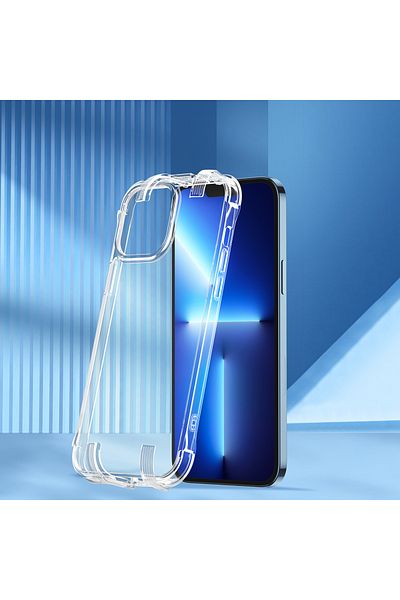Joyroom Etui pokrowiec do iPhone 13 Pro pancerna obudowa z haczykami podstawką przezroczysty