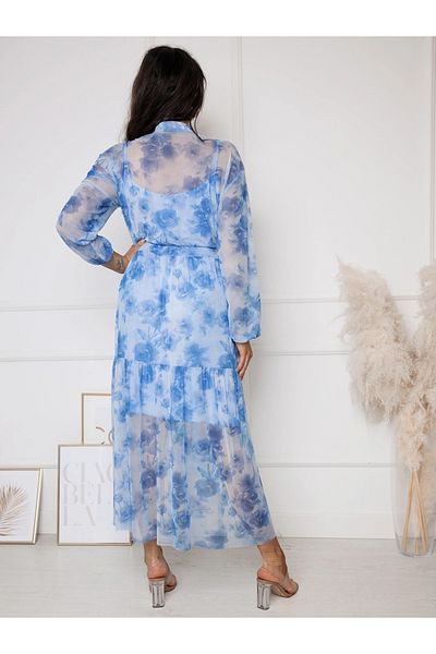 UniqueStore.ro Rochie midi albastră cu imprimeu floral albastru - mărime universală