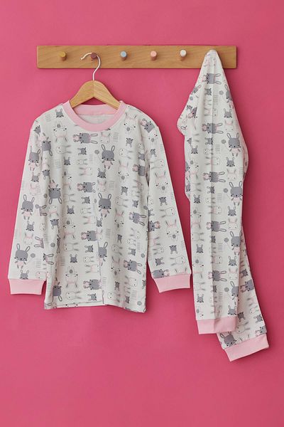 BONY SOCKS Girl's Rabbit Printed Pajama Set