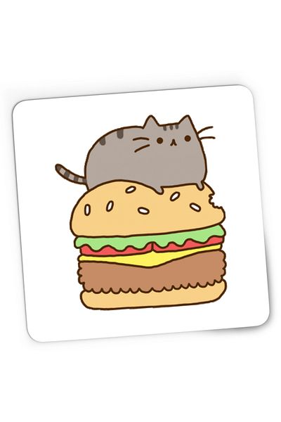 OEM Mousepad Gaming Pusheen Cat Hamburger Cat Meowing Meow, 21x19 cm