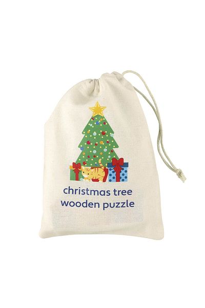 Orange Tree Toys Puzzle din lemn cu brad de Crăciun, jucării cu portocaliu