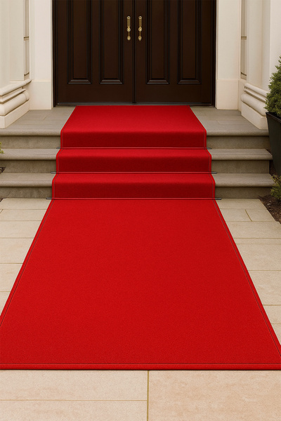 Dinarsu Protokol Halısı Düğün, Tören, Etkinlik Halısı– Kırmızı / Turkuaz Orga...