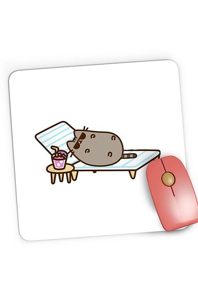 OEM Mousepad Gaming Pusheen Cat Beach Sun Vacation, 21x19 cm