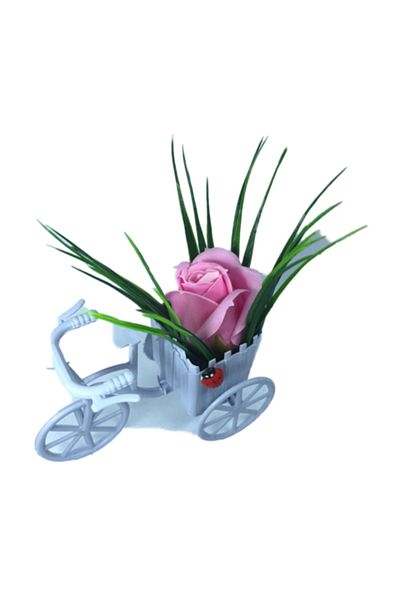 dalimag Aranjament floral, bicicletă mov, trandafir roz, parfumat, buburuză,