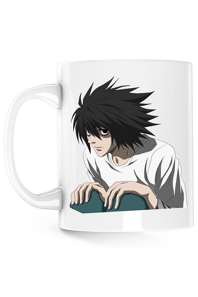OEM Death Note L Detective Tsugumi Ohba Anime Manga Mug, white, 330 ml