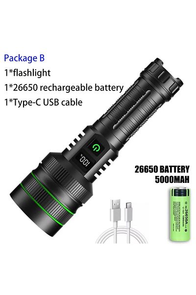 XIWANGFIRE A With 26650 Battery Super Long Range Tactical Flashlight High Power LED Torch USB Rechargeable Stro