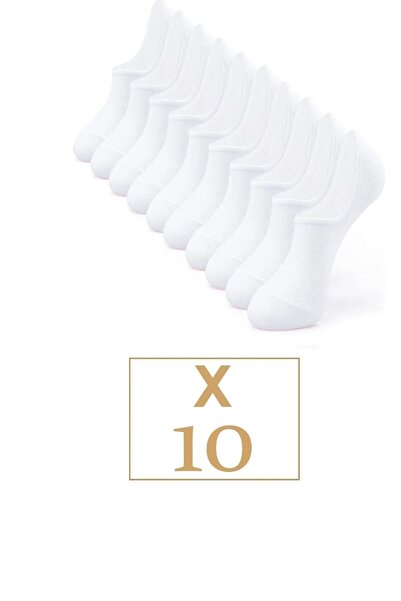 Sosyete dolabı 10 Pairs Unisex Plain White Ballerina Socks
