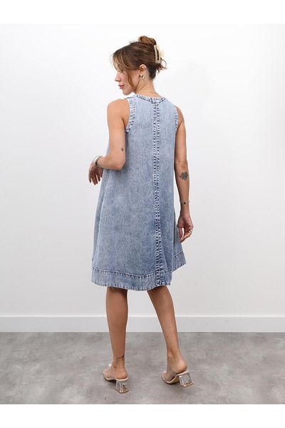 Maldia Shop Γυναικείο φόρεμα Jean Pocket Bell