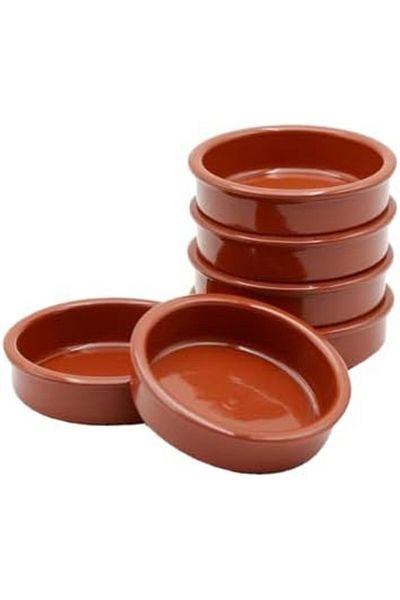 Regas Set of 6 Spanish Round Clay Dish 11.5cm Handmade Mud Multipurpose Kitchen Dining Tableware