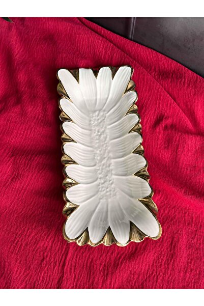 ROSSEV Flora Gold Rectangular Presentation Plate 32cm