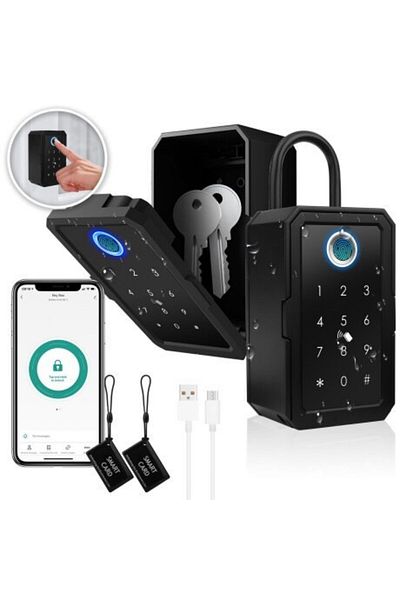 VENTLEX Smart Metal Box For Keys And Valuables With 4 Ways To Lock/Unlock