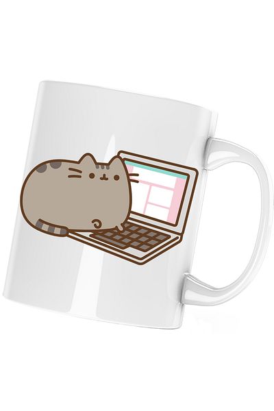 OEM Cana Pusheen Cat Laptop Plush Valentines Day, alba, 330 ml