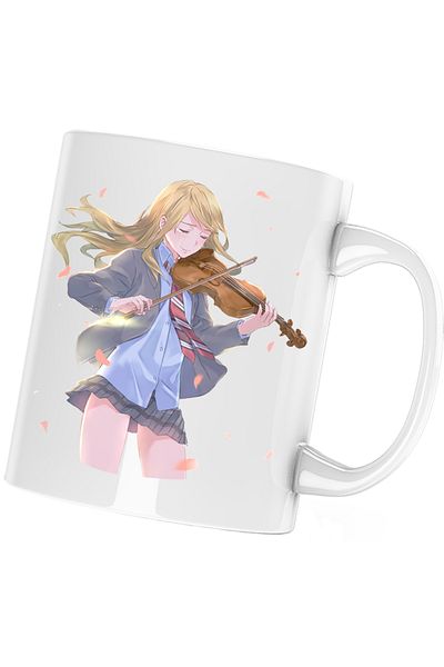 OEM Your Lie in April Kaori Violin Romantic Anime Mug, white, 330 ml
